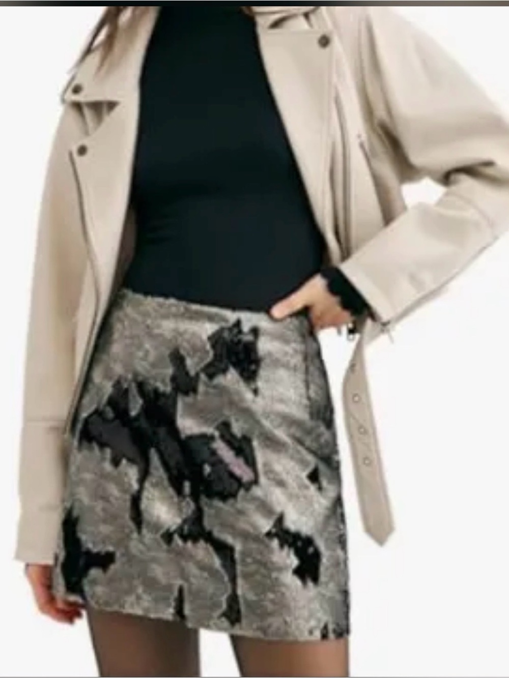 Free People Sequin Mini Camo Skirt